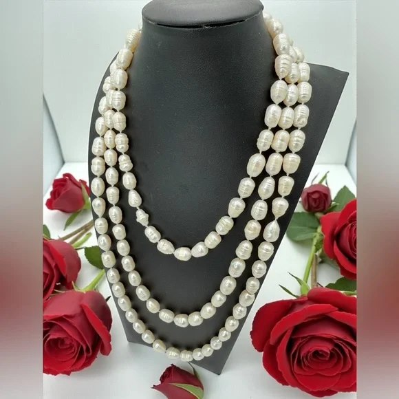 64” Genuine Baroque Pearl Opera Necklace 160g Cream Ivory Statement Piece - Picture 13 of 17